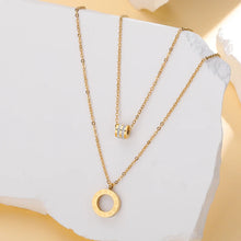 Load image into Gallery viewer, Roman Numeral Crystal Layered Necklace