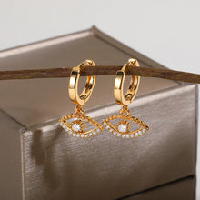 Load image into Gallery viewer, Evil Eye Drop Earrings