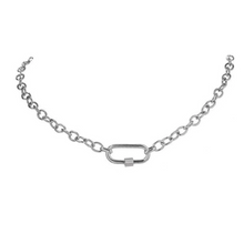 Load image into Gallery viewer, Link Chain with Carabiner Necklace Silver