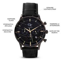 Load image into Gallery viewer, Men's Watch | Black Leather Strap | Black Watch Face - LeyeF Co. Global Jewelry & Accessories