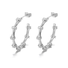 Load image into Gallery viewer, Point Crystal Hoops Silver