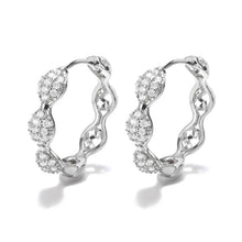 Load image into Gallery viewer, Crystal Bubble Hoops Silver