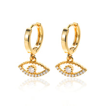 Load image into Gallery viewer, Evil Eye Drop Earrings Gold