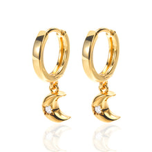 Load image into Gallery viewer, Moon Drop Earrings Gold