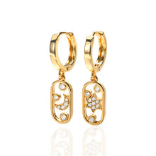 Load image into Gallery viewer, Crescent & Star Drop Earrings Gold