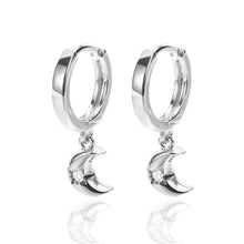 Load image into Gallery viewer, Moon Drop Earrings Silver