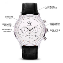 Load image into Gallery viewer, Men's Watch | Black Leather Strap | White Watch Face - LeyeF Co. Global Jewelry & Accessories