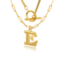 Load image into Gallery viewer, Double Initial & Toggle Clasp Necklace Set Gold / E / 45cm