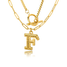 Load image into Gallery viewer, Double Initial & Toggle Clasp Necklace Set Gold / F / 45cm