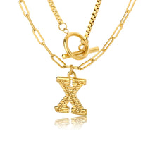 Load image into Gallery viewer, Double Initial & Toggle Clasp Necklace Set Gold / X / 45cm