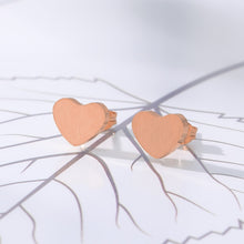 Load image into Gallery viewer, Heart Stud Earrings Rose Gold
