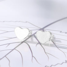 Load image into Gallery viewer, Heart Stud Earrings Silver
