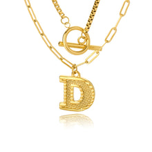 Load image into Gallery viewer, Double Initial & Toggle Clasp Necklace Set Gold / D / 45cm
