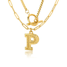 Load image into Gallery viewer, Double Initial & Toggle Clasp Necklace Set Gold / P / 45cm