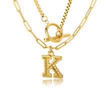 Load image into Gallery viewer, Double Initial & Toggle Clasp Necklace Set Gold / K / 45cm