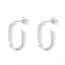 Load image into Gallery viewer, Minimalist Oval Open Hoop Earrings Silver