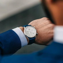 Load image into Gallery viewer, Men's Watch | Blue Leather Strap | White Watch Face - LeyeF Co. Global Jewelry & Accessories