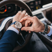 Load image into Gallery viewer, Men's Watch | Blue Leather Strap | White Watch Face - LeyeF Co. Global Jewelry & Accessories