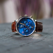 Load image into Gallery viewer, Men's Watch | Brown Leather Strap | Blue Watch Face - LeyeF Co. Global Jewelry & Accessories
