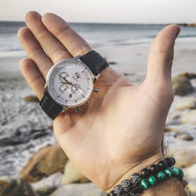 Load image into Gallery viewer, Men's Watch | Black Leather Strap | White Watch Face - LeyeF Co. Global Jewelry & Accessories