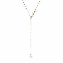 Load image into Gallery viewer, Pearl Lariat Necklace Rose Gold