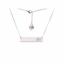 Load image into Gallery viewer, Initial Bar Swarovski Necklace Silver / M