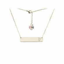 Load image into Gallery viewer, Initial Bar Swarovski Necklace Gold / V