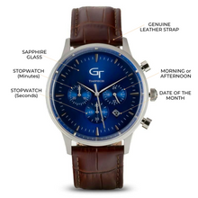 Load image into Gallery viewer, Men's Watch | Brown Leather Strap | Blue Watch Face - LeyeF Co. Global Jewelry & Accessories