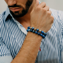Load image into Gallery viewer, Bracelet - LAPIS LAZULI Beaded Bracelet | Triple Gold Plated Steel Beads