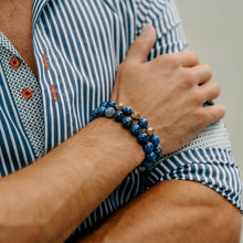 Load image into Gallery viewer, Bracelet - LAPIS LAZULI Beaded Bracelet | Triple Gold Plated Steel Beads