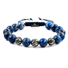 Load image into Gallery viewer, Bracelet - LAPIS LAZULI Beaded Bracelet | Triple Silver Plated Steel Beads