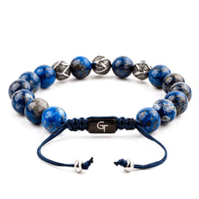 Load image into Gallery viewer, Bracelet - LAPIS LAZULI Beaded Bracelet | Triple Silver Plated Steel Beads