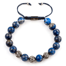 Load image into Gallery viewer, Bracelet - LAPIS LAZULI Beaded Bracelet | Triple Silver Plated Steel Beads