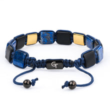Load image into Gallery viewer, Bracelet - LAPIS LAZULI, BLACK ONYX Flatbead Bracelet | Blue And Black Gemstones On Black Cord