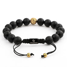 Load image into Gallery viewer, Bracelet - MATTE ONYX Beaded Bracelet | Single Gold Plated Steel Bead
