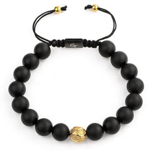 Load image into Gallery viewer, Bracelet - MATTE ONYX Beaded Bracelet | Single Gold Plated Steel Bead