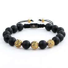 Load image into Gallery viewer, Bracelet - MATTE ONYX Beaded Bracelet | Triple Gold Plated Steel Beads