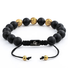 Load image into Gallery viewer, Bracelet - MATTE ONYX Beaded Bracelet | Triple Gold Plated Steel Beads