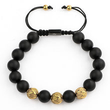 Load image into Gallery viewer, Bracelet - MATTE ONYX Beaded Bracelet | Triple Gold Plated Steel Beads