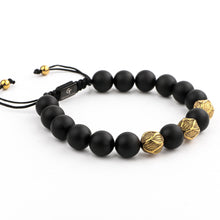 Load image into Gallery viewer, Bracelet - MATTE ONYX Beaded Bracelet | Triple Gold Plated Steel Beads