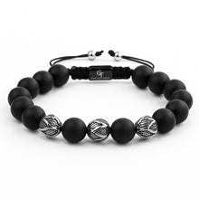 Load image into Gallery viewer, Bracelet - MATTE ONYX Beaded Bracelet | Triple Silver Plated Steel Beads