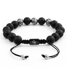 Load image into Gallery viewer, Bracelet - MATTE ONYX Beaded Bracelet | Triple Silver Plated Steel Beads