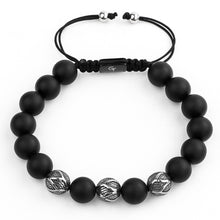 Load image into Gallery viewer, Bracelet - MATTE ONYX Beaded Bracelet | Triple Silver Plated Steel Beads
