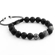 Load image into Gallery viewer, Bracelet - MATTE ONYX Beaded Bracelet | Triple Silver Plated Steel Beads