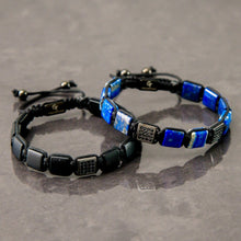 Load image into Gallery viewer, Bracelet - MATTE ONYX Flatbead Bracelet | Black Gemstones & Black CZ Bead