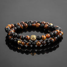 Load image into Gallery viewer, Bracelet - Men's Wrap Bracelet | Tiger Eye, Matte Onyx Gemstones
