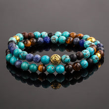 Load image into Gallery viewer, Bracelet - Men's Wrap Bracelet | Turquoise, Tiger Eye, Onyx Gemstones