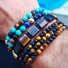 Load image into Gallery viewer, Bracelet - Men's Wrap Bracelet | Turquoise, Tiger Eye, Onyx Gemstones