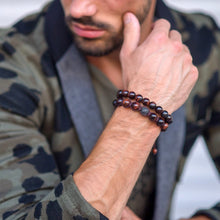 Load image into Gallery viewer, Bracelet - RED TIGER EYE Beaded Bracelet | Red Gemstones On Black Cord | 10mm Beads