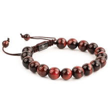 Load image into Gallery viewer, Bracelet - RED TIGER EYE Beaded Bracelet | Red Gemstones On Black Cord | 10mm Beads